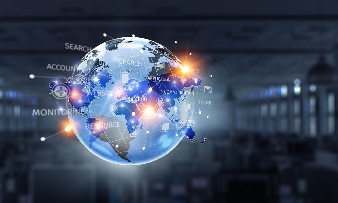 Gambar the globe with digital connection lines